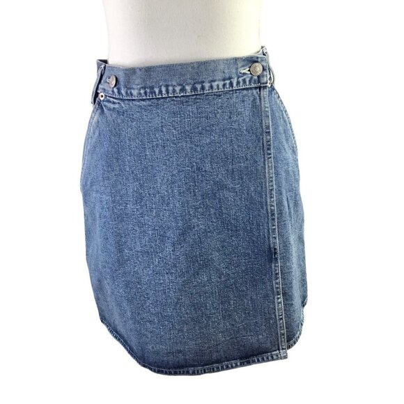 Vintage 1994 Pepe Jeans London Blue Denim Skirt Wraparound Jean Size 26 Y2K Boho - Picture 6 of 13